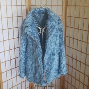 Forever 21 Light Blue Faux Fur Coat Jacket